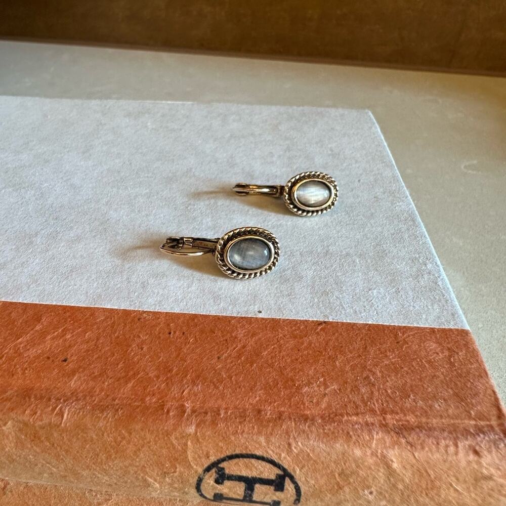 Gold and White Oval Earrings- bohemian, boho, vintage classic trendy minimalist